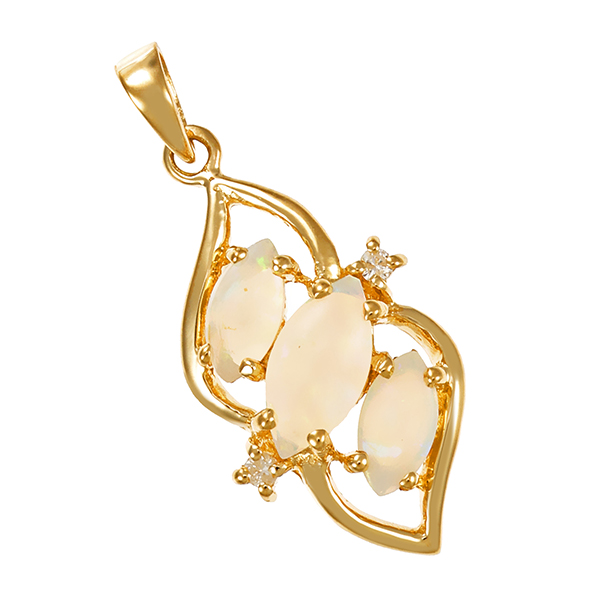 Anhänger, 18K, Gelbgold, Opal, Diamant