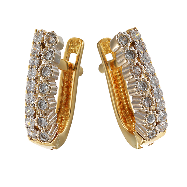 Creolen, 18K, Gelb-/Weißgold, Brillanten