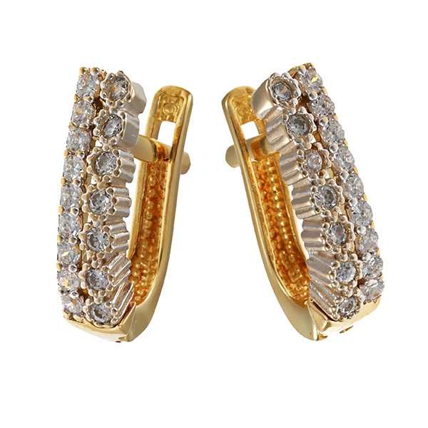 Creolen, 18K, Gelb-/Weißgold, Brillanten