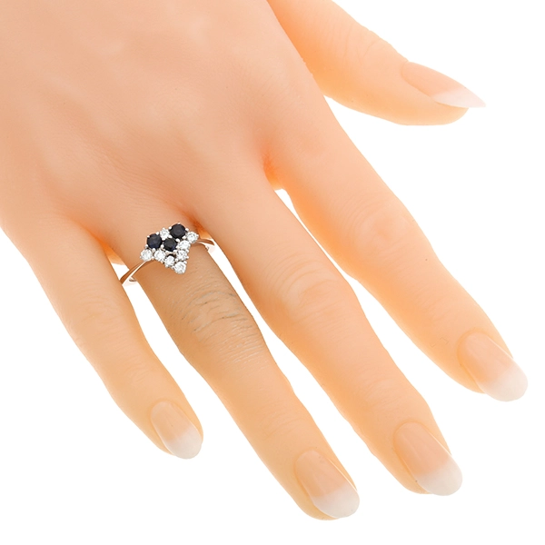 Diamantring, 18K, Weißgold, Brillant, Saphir