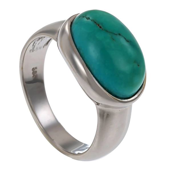 Ring, 14K, Weißgold, Türkis