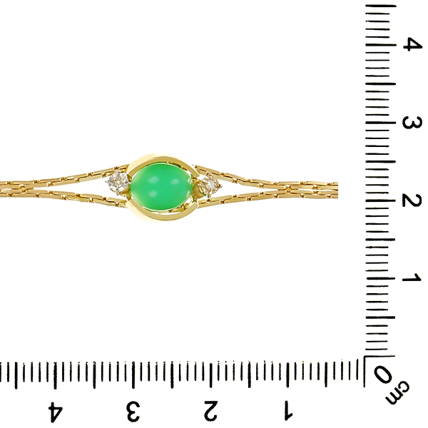 Armband, 14K, Gelbgold, Chrysopras, Diamanten