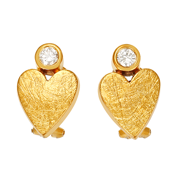 Ohrclipse, 18K, Gelbgold, Brillanten, Herz