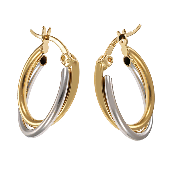 Creolen, 14K, Gelb-/Weißgold