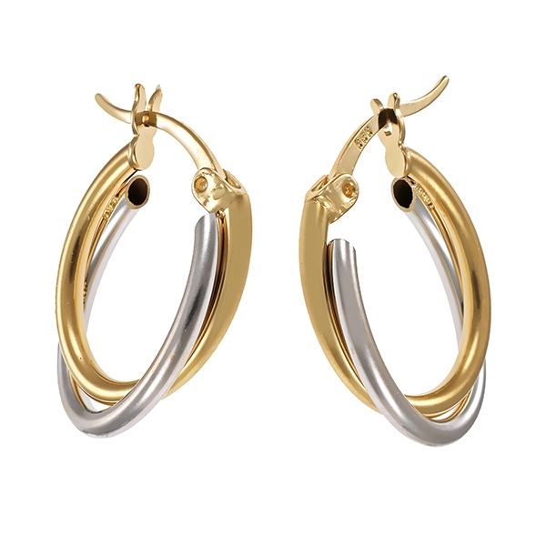 Creolen, 14K, Gelb-/Weißgold