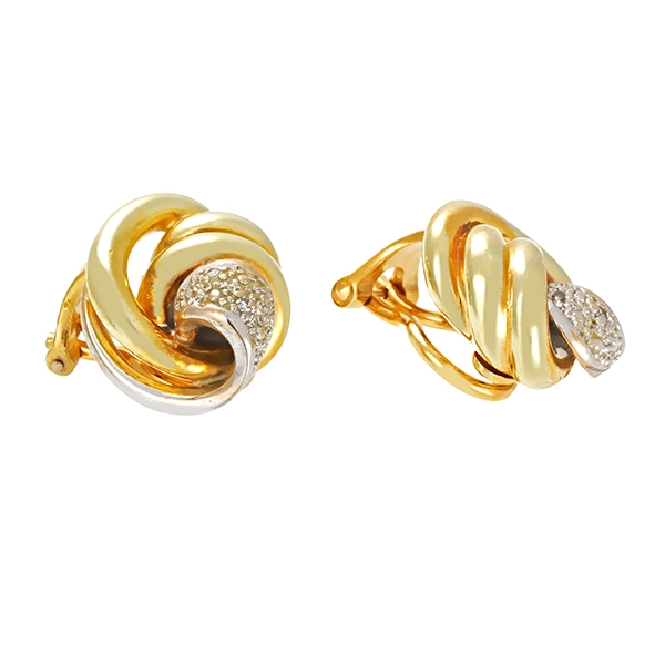 Ohrclipse, 14K, Gelbgold, Diamanten