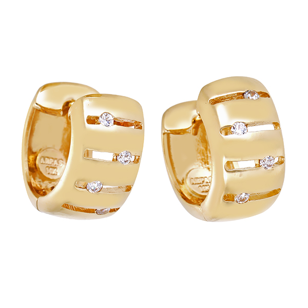 Creolen, 14K, Gelbgold, Zirkonia