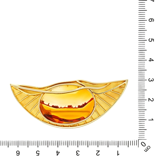 Anhänger broschiert, 14K, Gelbgold, Achat