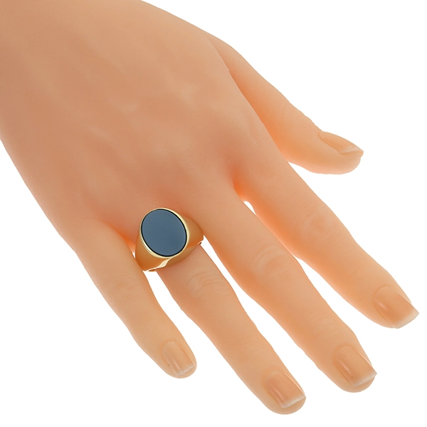 Herrenring, 14K, Gelbgold, Lagenstein