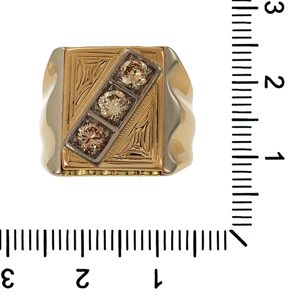 Herrenring, 14K, Gelb-/Weißgold, Brillanten 0,69 ct