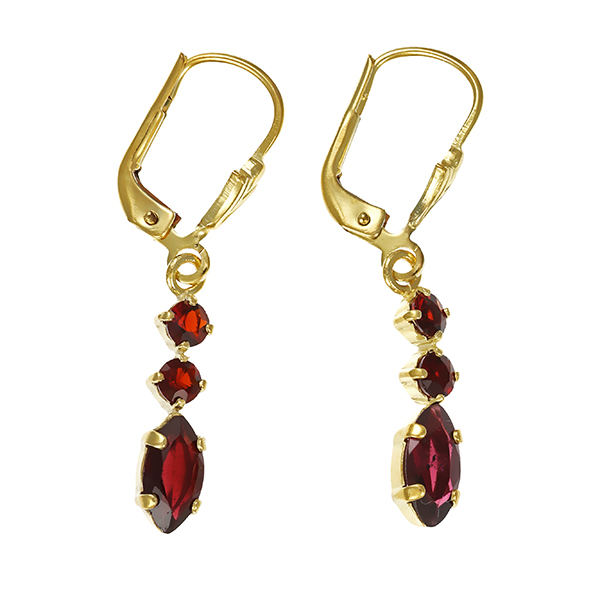Ohrhänger, 8K, Gelbgold, Granat