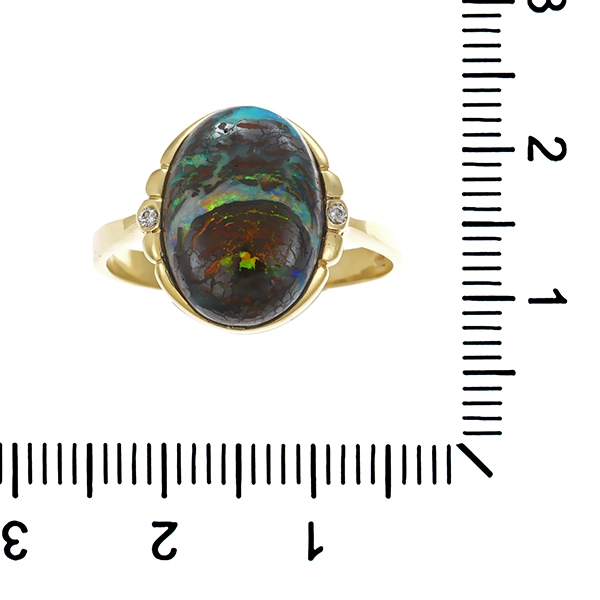 Ring, 14K, Gelbgold, Opal, Brillant