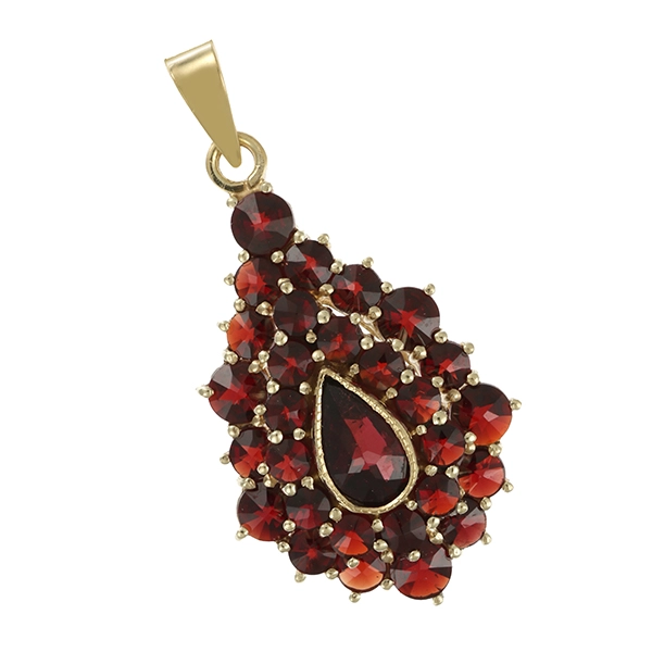 Anhänger, 14K, Gelbgold, Granat