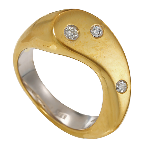 Brillantring, 14K, Gelb-/Weißgold