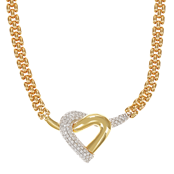 Collier, 18K, Gelb-/Weißgold, Brillanten 1,01 ct