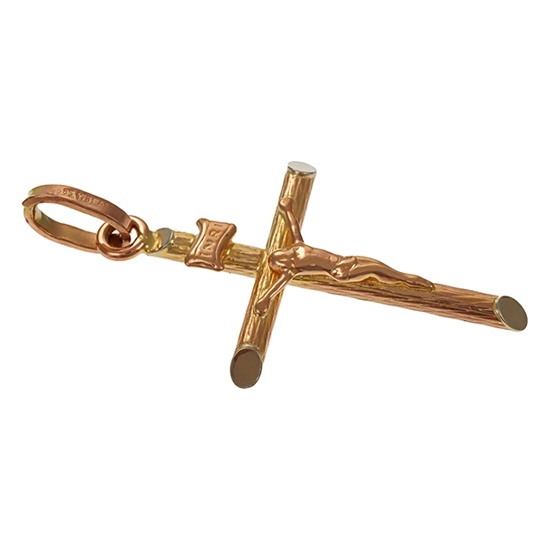 Anhänger, 14K, Rot-/Gelbgold, Kruzifix