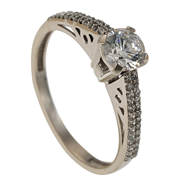 Ring, 14K, Weißgold, Zirkonia