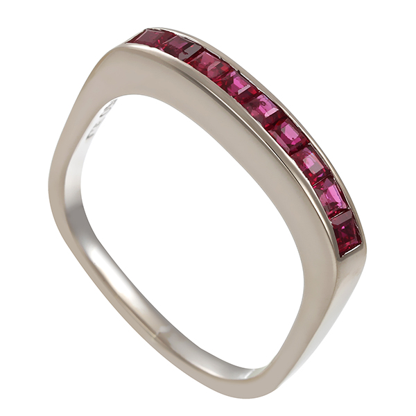 Ring, 18K, Weißgold, Rubine