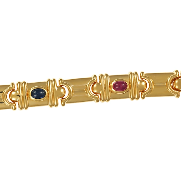 Armband, 18K, Gelbgold, Saphir, Rubin, Smaragd