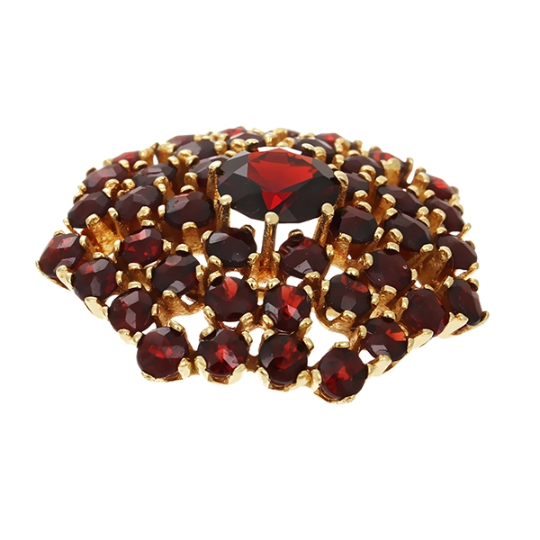 Brosche, 14K, Gelbgold, Granat