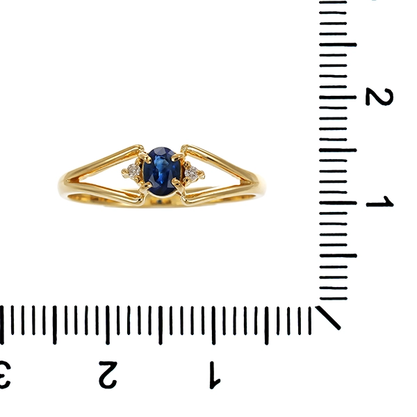 Ring, 14K, Gelbgold, Saphir, Diamant