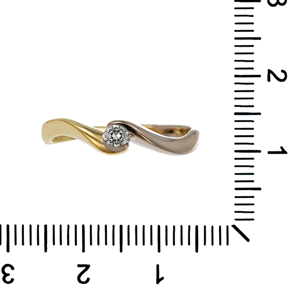 Diamantring, 14K, Gelb-/Weißgold, Brillant