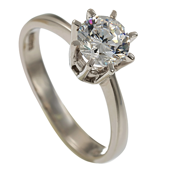 Ring, 14K, Weißgold, Zirkonia