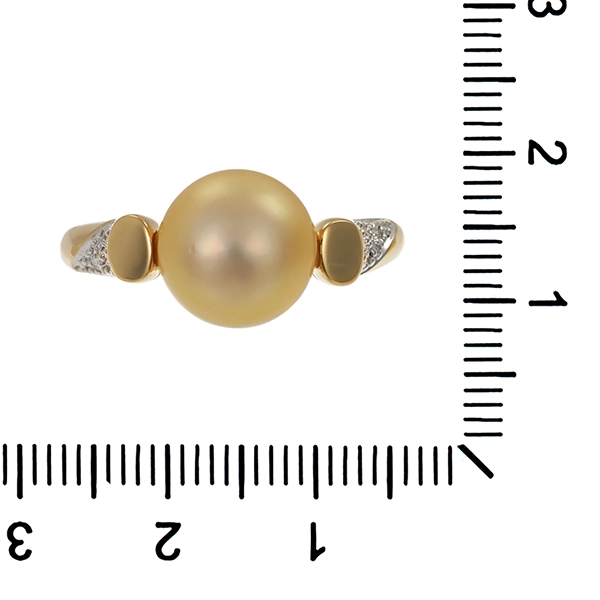Ring, 14K, Gelb-/Weißgold, Perle, Brillanten