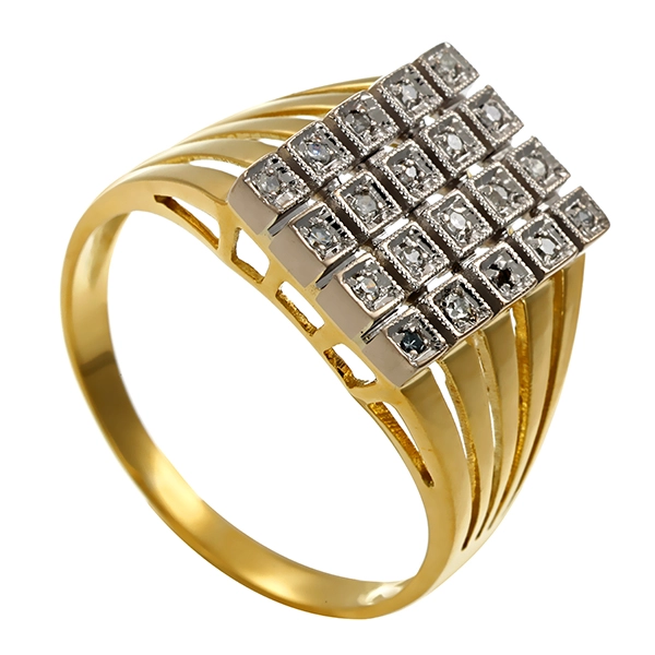 Diamantring, 14K, Gelb-/Weißgold, Diamanten 0,15 ct