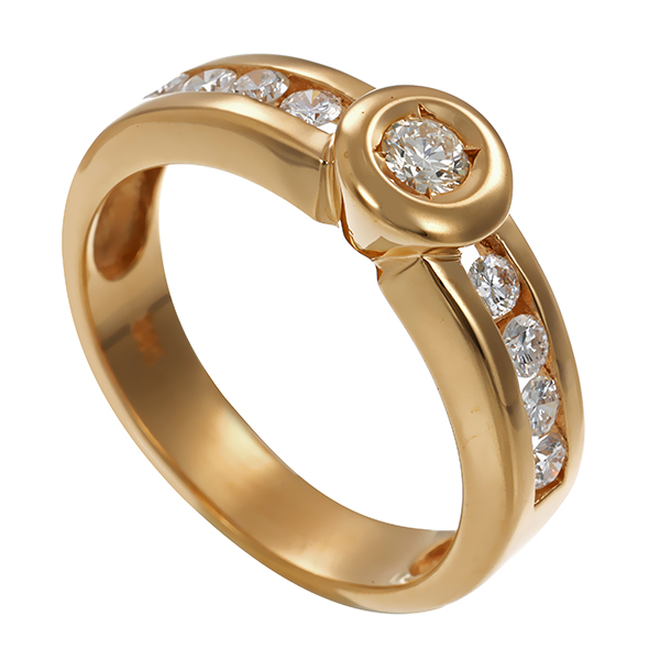 Ring, 14K, Gelbgold, Brillanten