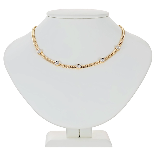 Collier, 14K, Gelb-/Weißgold, Brillanten