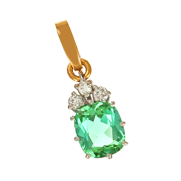 Anhänger, 18K, Gelb-/Weißgold, Turmalin, Brillant