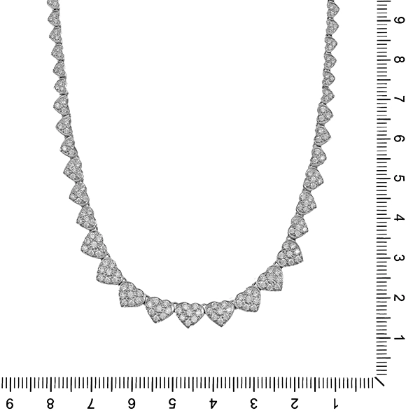 Collier, 18K, Weißgold, Zirkonia, Herz