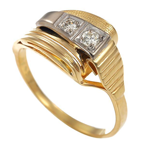Ring, 14K, Gelb-/Weißgold, Brillanten