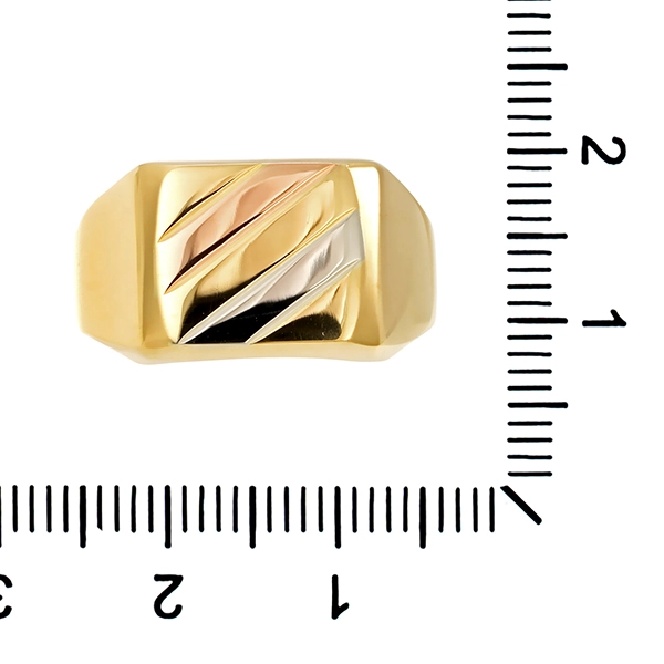 Herrenring, 18K, Rot-/Weiß-/Gelbgold