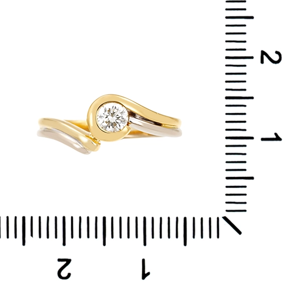 Diamantring, 18K, Gelb-/Weißgold, Brillant 0,20 ct
