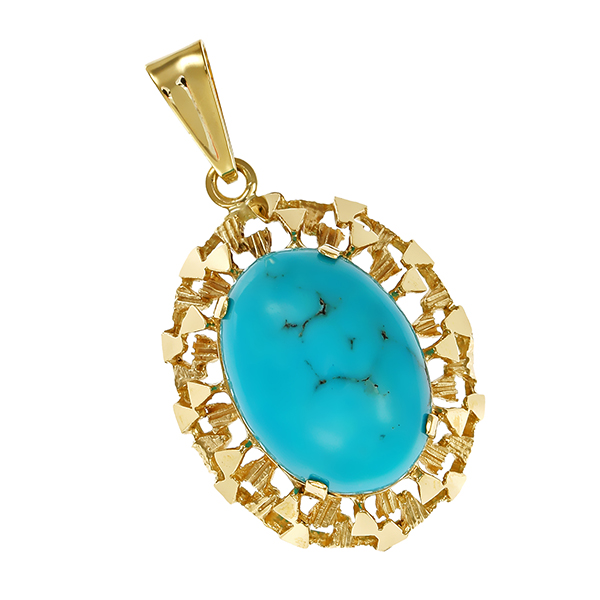 Anhänger, 14K, Gelbgold, Türkis