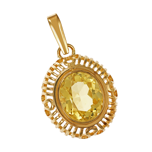 Anhänger, 8K, Gelbgold, Quarz