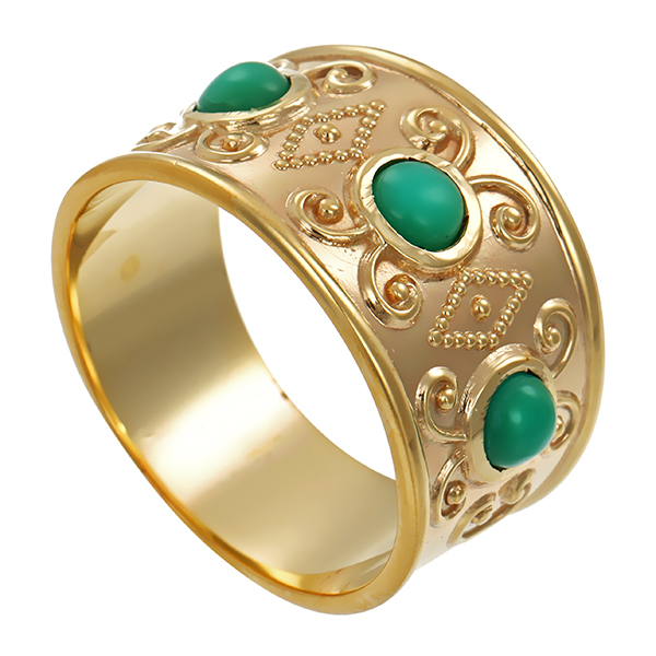 Ring, 8K, Gelbgold, Türkis rekonstruiert