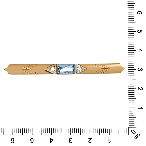 Brosche, 14K, Gelb-/Weißgold, Diamantrosen, synth. Spinell