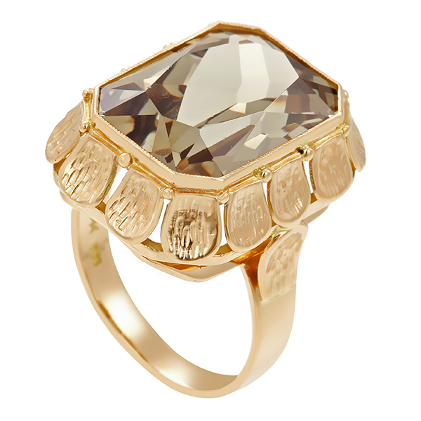 Ring, 14K, Gelbgold, Rauchquarz