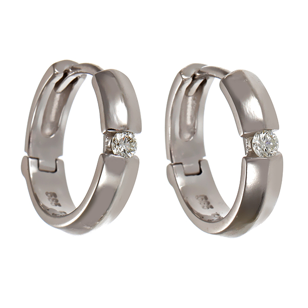 Creolen, 14K, Weißgold, Brillanten