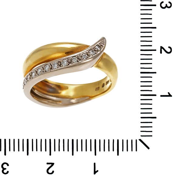 Ring, 14K, Gelb-/Weißgold, Brillanten, Diamant