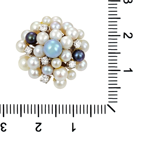 Ring, 14K, Weißgold, Perlen, Zirkonia