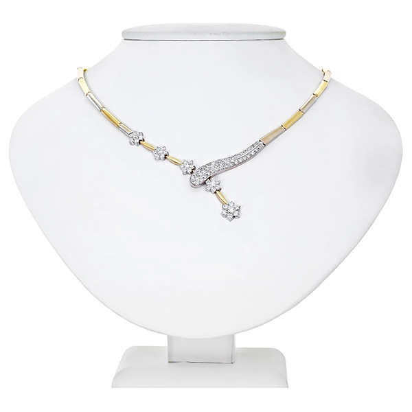 Collier, 14K, Gelb-/Weißgold, Zirkonia
