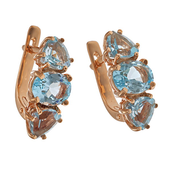 Steckhänger, 14K, Rotgold, Topas blau