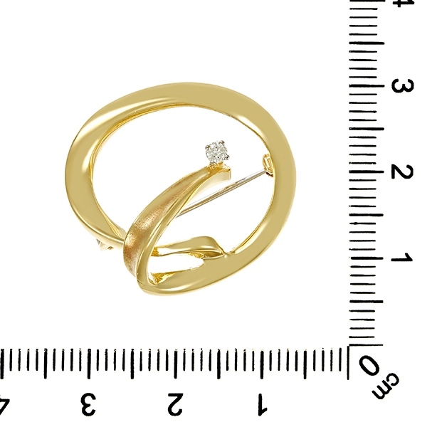 Brosche, 14K, Gelbgold, Brillant