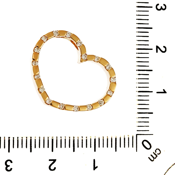 Anhänger, 14K, Gelbgold, Brillanten, Herz