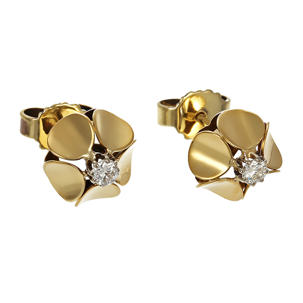 Ohrstecker, 14K, Gelb-/Weißgold, Diamanten