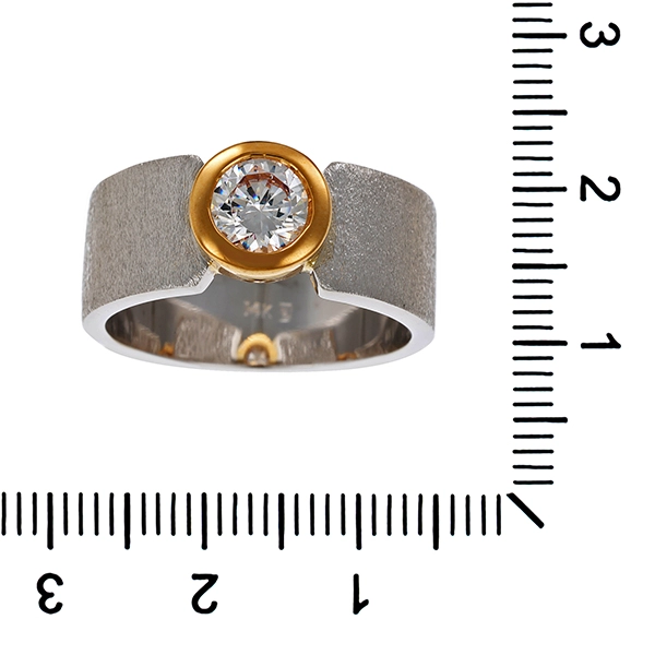 Ring, 14K, Gelb-/Weißgold, Zirkonia